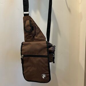 Brown adjustable Crossbody Bag with Black Accents